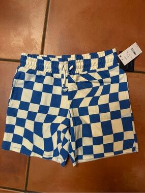 Grayson Threads Blue & Cream Checkered Drawstring Shorts